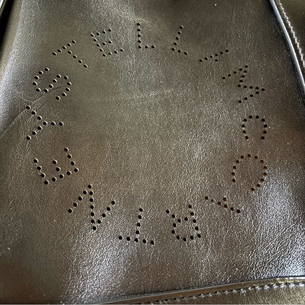 Stella McCartney Black Faux Leather Perorated Logo Small Preppy Crossbody Bag - Picture 3 of 13